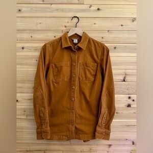 Duluth XS Blue Ridge Moleskin Cider Thick Shacket Button Front Collar Casual